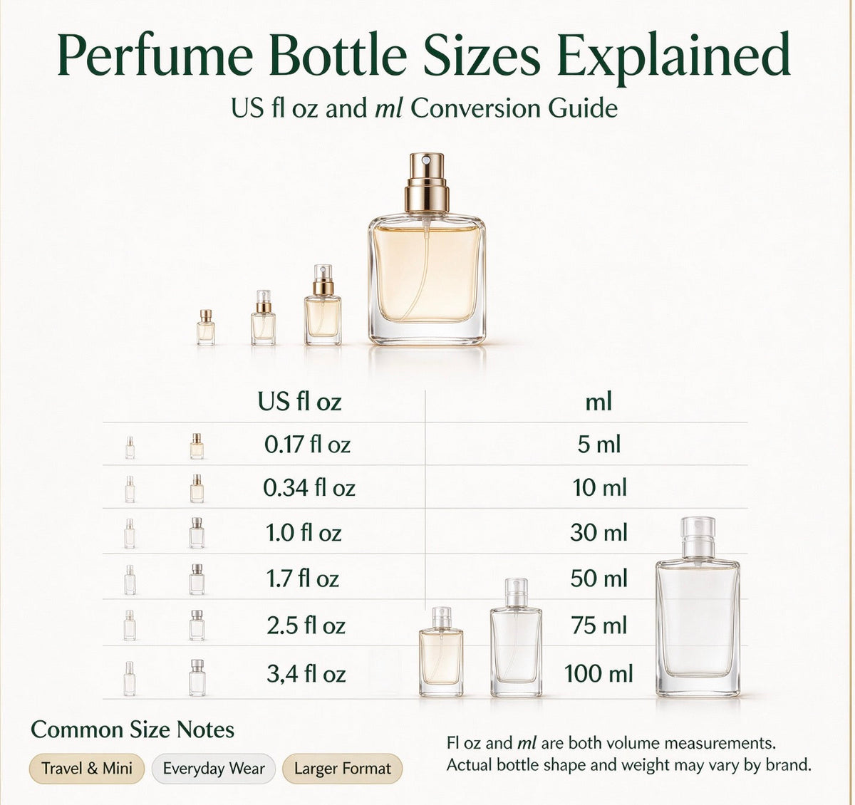 Perfume Bottle Sizes Explained: US fl oz and ml